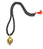 Lord shiv punchmukhi rudraksha Om pendant With Black Hakik Agate 108 beads Mala For Good Luck and Mahadev Blessing