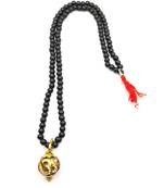 Lord shiv punchmukhi rudraksha Om pendant With Black Hakik Agate 108 beads Mala For Good Luck and Mahadev Blessing