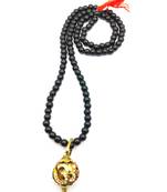 Lord shiv punchmukhi rudraksha Om pendant With Black Hakik Agate 108 beads Mala For Good Luck and Mahadev Blessing