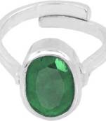 Raviour Lifestyle Emerald RIng natural and Eligent Panna Gemstone Stone Emerald Silver Ring