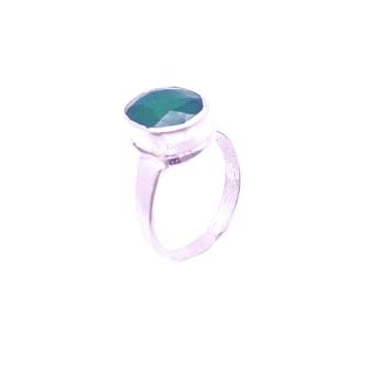 Raviour Lifestyle Emerald Ring Panna Stone Adjustable Silver Ring for Unisex 1