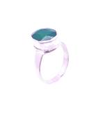 Raviour Lifestyle Emerald Ring Panna Stone Adjustable Silver Ring for Unisex