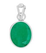 Raviour Lifestyle Green Emerald / Panna Gemstone Locket Silver Pendant Silver Emerald Stone Locket