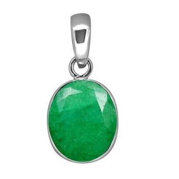 Raviour Lifestyle Emerald Pendant with Natural Panna Stone Silver Emerald Stone Pendant 1
