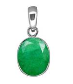 Raviour Lifestyle Emerald Pendant with Natural Panna Stone Silver Emerald Stone Pendant