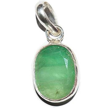 Raviour Lifestyle Emerald Pendant with Natural Panna Stone Silver Emerald Stone Pendant 2