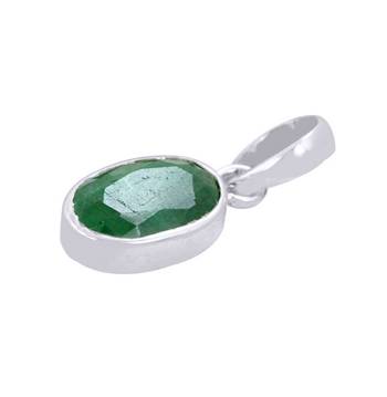 Raviour Lifestyle Natural & Original Emerald|Panna Gemstone Silver Pendantnt 2