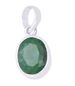 Raviour Lifestyle Emerald Pendant natural and Eligent Panna Gemstone Stone Emerald Silver Pendant
