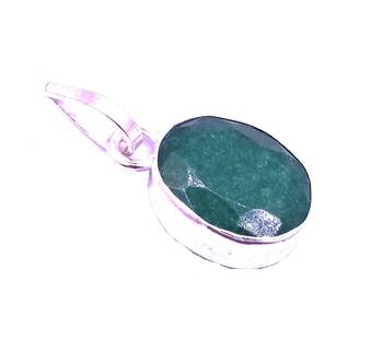 Raviour Lifestyle Emerald Pendant Original Stone Panna Effective Stone Silver Emerald Stone Pendant for Men & Women 1
