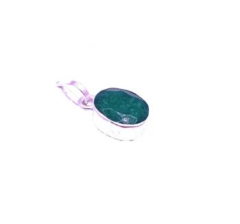 Raviour Lifestyle Emerald Pendant Original Stone Panna Effective Stone Silver Emerald Stone Pendant for Men & Women 3