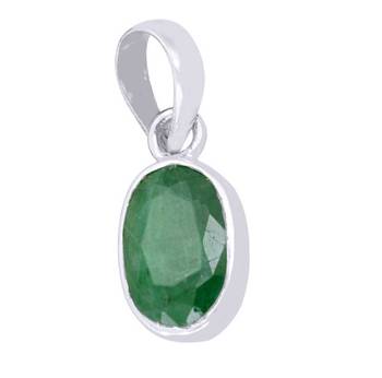 Raviour Lifestyle Natural & Elegent Emerald Panna Stone Silver Pendant Locket 1