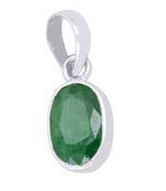 Raviour Lifestyle Natural & Elegent Emerald Panna Stone Silver Pendant Locket