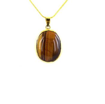 Raviour Lifestyle Tiger eye panchdhatu pendant  for men & women Gold-plated Pendant 2