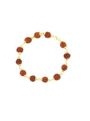 Raviour Lifestyle Original 5 Mukhi 5 Face Stylish Rudraksha Bracelet in Gold Cap 1