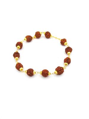 Raviour Lifestyle Original 5 Mukhi 5 Face Stylish Rudraksha Bracelet in Gold Cap 2