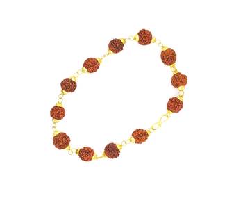 Raviour Lifestyle Original 5 Mukhi 5 Face Stylish Rudraksha Bracelet in Gold Cap 3