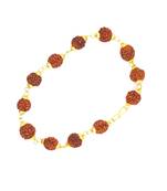 Raviour Lifestyle Gold Plated Brass Stylish Original 5 Mukhi 5 Face Rudraksha Bracelet For Men Women Unisex Adult 