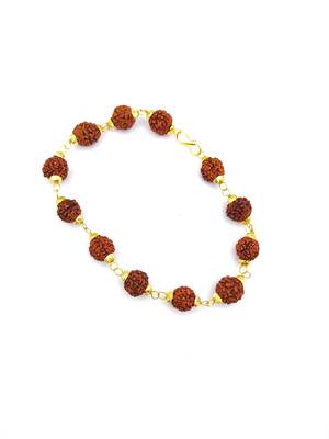 Raviour Lifestyle Panchmukhi Golden Cap Stylish Original 5 Mukhi 5 Face Rudraksha Bracelet 1