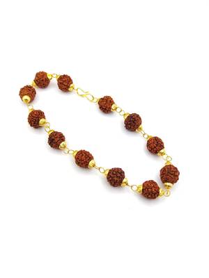 Raviour Lifestyle Panchmukhi Golden Cap Stylish Original 5 Mukhi 5 Face Rudraksha Bracelet 2
