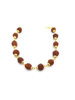 Raviour Lifestyle Gold Plated Stylish Original 5 Mukhi 5 Face Rudraksha Bracelet 3