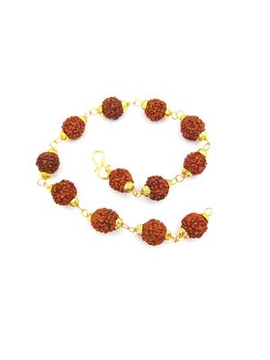 Raviour Lifestyle Original 5 Mukhi 5 Faced Brown Stylish Rudraksha Bracelet in Gold Cap  1