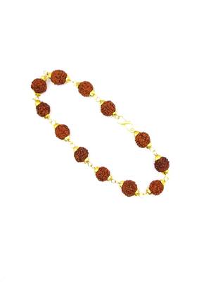 Raviour Lifestyle Original 5 Mukhi 5 Faced Brown Stylish Rudraksha Bracelet in Gold Cap  2