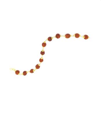 Raviour Lifestyle Original 5 Mukhi 5 Faced Brown Stylish Rudraksha Bracelet in Gold Cap  3