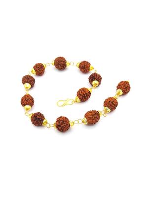 Raviour Lifestyle Golden cap Original & Stylish 5 Mukhi 5 Face Rudraksha bracelet 1