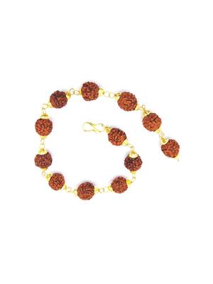 Raviour Lifestyle Golden cap Original & Stylish 5 Mukhi 5 Face Rudraksha bracelet 2