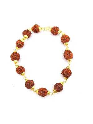 Raviour Lifestyle Original 5 Mukhi 5 Face Golden Cap Rudraksha Bracelet 1