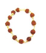 Raviour Lifestyle Original 5 Mukhi 5 Face Golden Cap Rudraksha Bracelet