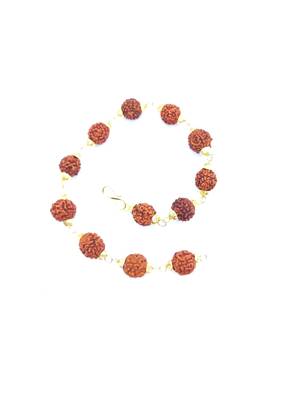 Raviour Lifestyle Original 5 Mukhi 5 Face Golden Cap Rudraksha Bracelet 2