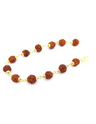 Raviour Lifestyle Original 5 Mukhi 5 Face Golden Cap Rudraksha Bracelet 2