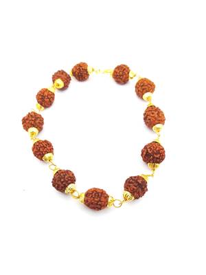 Raviour Lifestyle Original 5 Mukhi 5 Face Golden Cap Rudraksha Bracelet 1