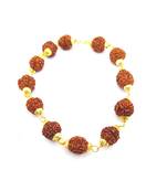 Raviour Lifestyle Original 5 Mukhi 5 Face Golden Cap Rudraksha Bracelet