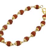 Raviour Lifestyle Original 5 Mukhi 5 Face Golden Cap Rudraksha Bracelet