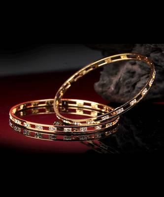 Gold Plated Diamond Studded Bangles set of 2 2