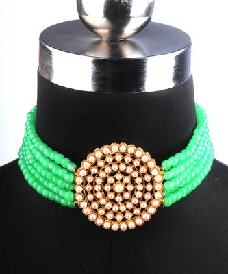 Green PEARL CHOKER NECKLACE SET FOR WOMEN 3