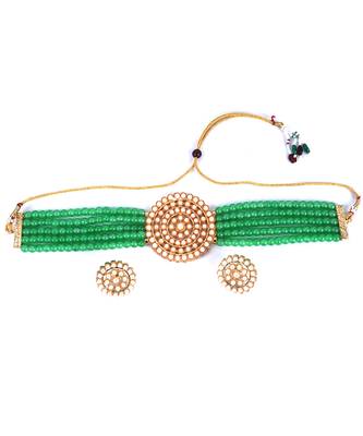 Green PEARL CHOKER NECKLACE SET FOR WOMEN 4