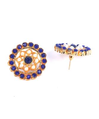 Blue Plated Pearl Diamond Kundan Choker Necklace with Round Earrings Traditional Jewellery Set 4