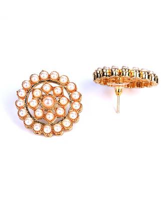 White Plated Pearl Diamond Kundan Choker Necklace with Round Earrings Traditional Jewellery Set 5