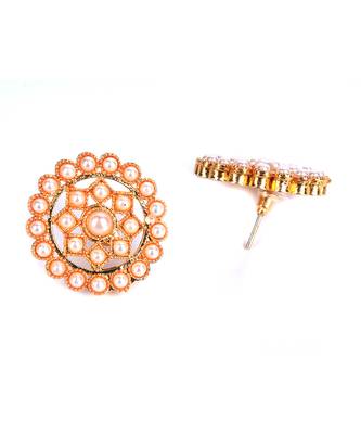 Gold Plated Pearl Diamond Kundan Choker Necklace with Round Earrings Traditional Jewellery Set 5