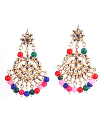 Multicolour Trendy Kundan Gold Plated Wedding Jewellery Choker Necklace Set for Women 5