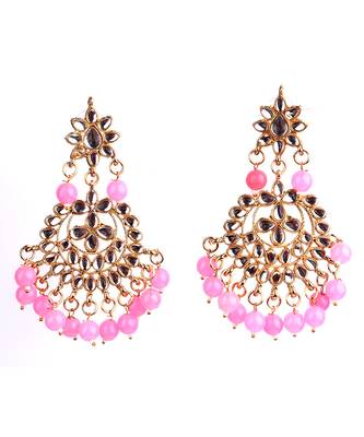 Pink Trendy Kundan Gold Plated Wedding Jewellery Choker Necklace Set for Women 4