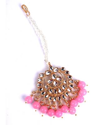 Pink Trendy Kundan Gold Plated Wedding Jewellery Choker Necklace Set for Women 5