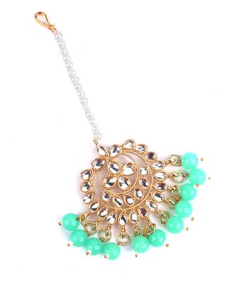 Green Gold plated Polki Studded  Necklace Set 5