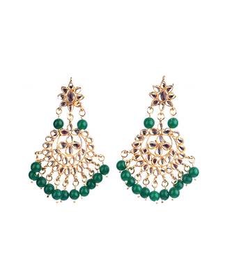 Green Kundan Gold Plated Choker Necklace Set for Women 4