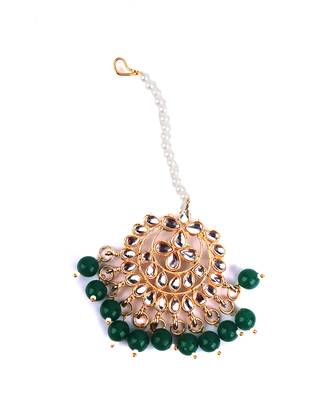 Green Kundan Gold Plated Choker Necklace Set for Women 5