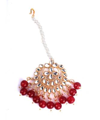 Red Kundan Gold Plated Choker Necklace Set for Women 5