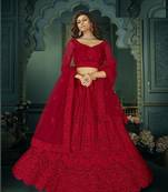 Red Net Embroidered  CancanLehenga Choli